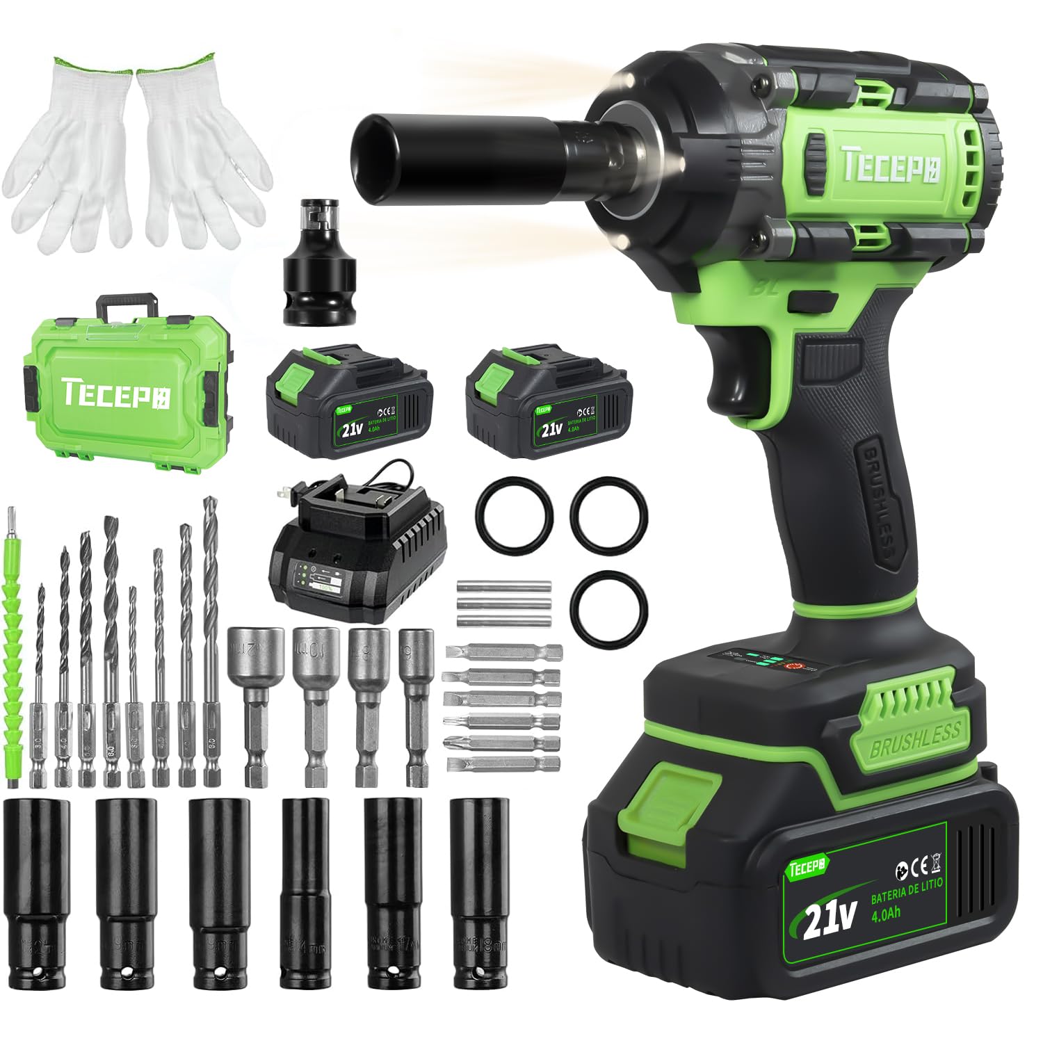 Chave de Impacto TECEPO PDS400-2 21V Bateria 4AH, 400Nm, 2